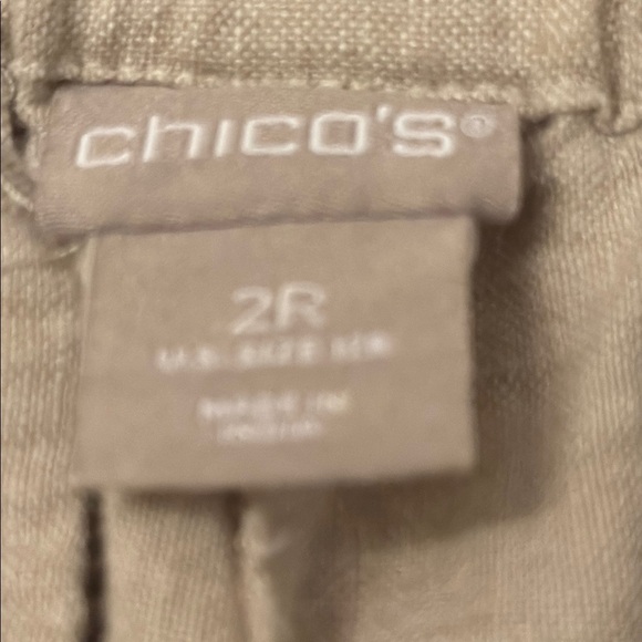 Chico's Tan Capris 100%Linen Relaxed Fit capris #204 - Picture 5 of 9